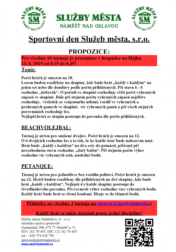 Sportovní den Služeb města Náměště n. O. 13.6.2020